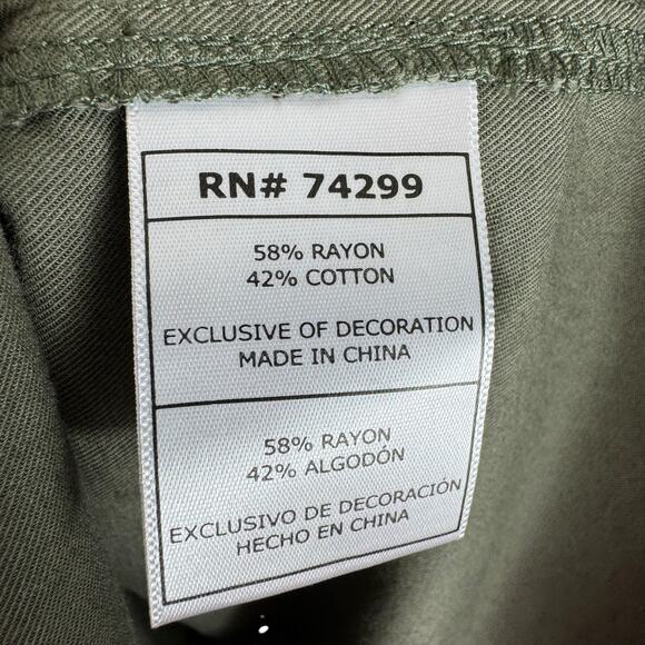 Tractr NWT Army Green Long Sleeve Snap Up Shirt Patches Cotton Girls Size 10 12 - Picture 8 of 9